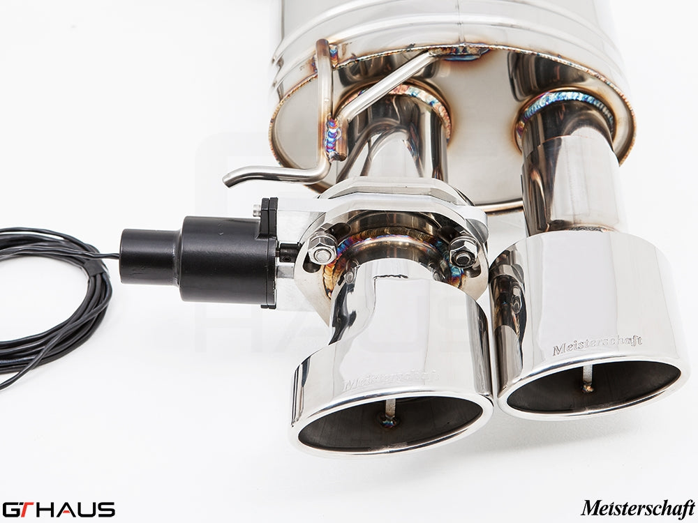 Premium exhaust system for BMW F10 M5 V8 Twin Turbo, featuring polished tips and electronic valve control.