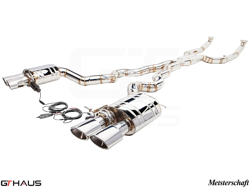 Premium exhaust system for BMW F12/13 M6 V8 Twin Turbo, featuring polished stainless steel and electronic valve control.