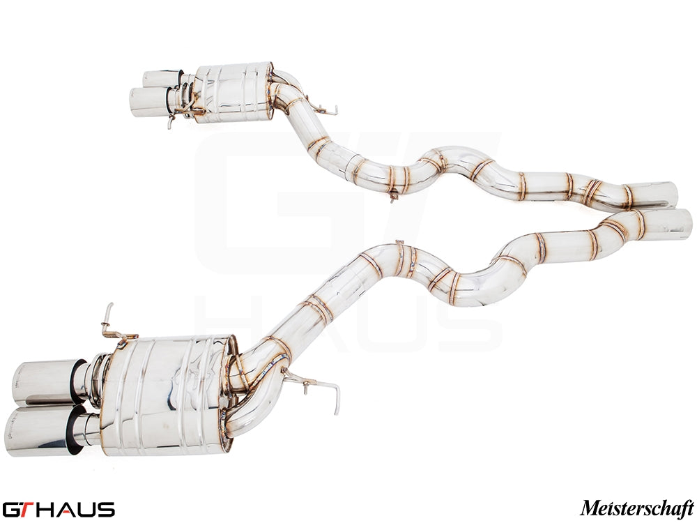 Premium exhaust system for BMW F12/13 M6 V8 Twin Turbo (2012-2018) featuring stainless steel construction and dual tips.