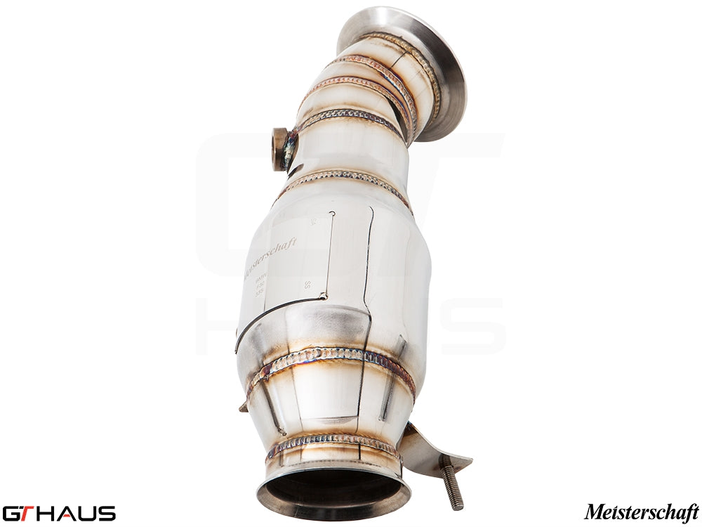 Premium down pipes for BMW F22 (2014-2021) featuring OBD2 and 400 CEL sport cats for enhanced performance.