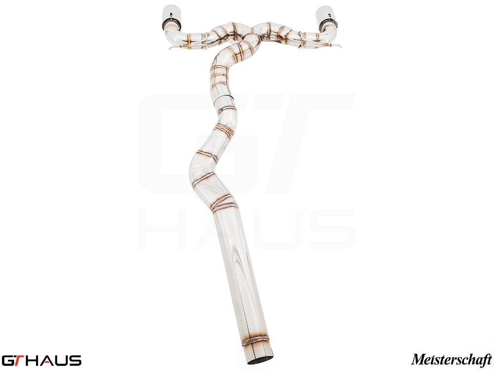 Premium performance exhaust system for BMW F22 235/240i (N55), featuring stainless steel construction and unique design.