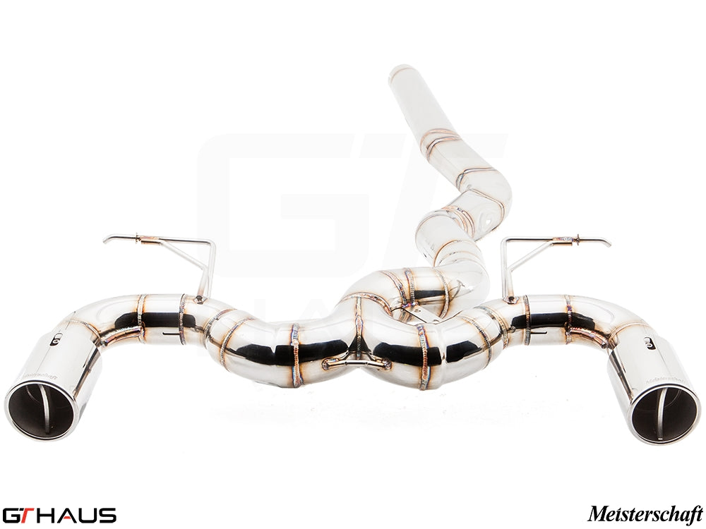 Premium stainless steel exhaust system for BMW F22 235/240i N55 I-6 Turbo, enhancing performance and sound.