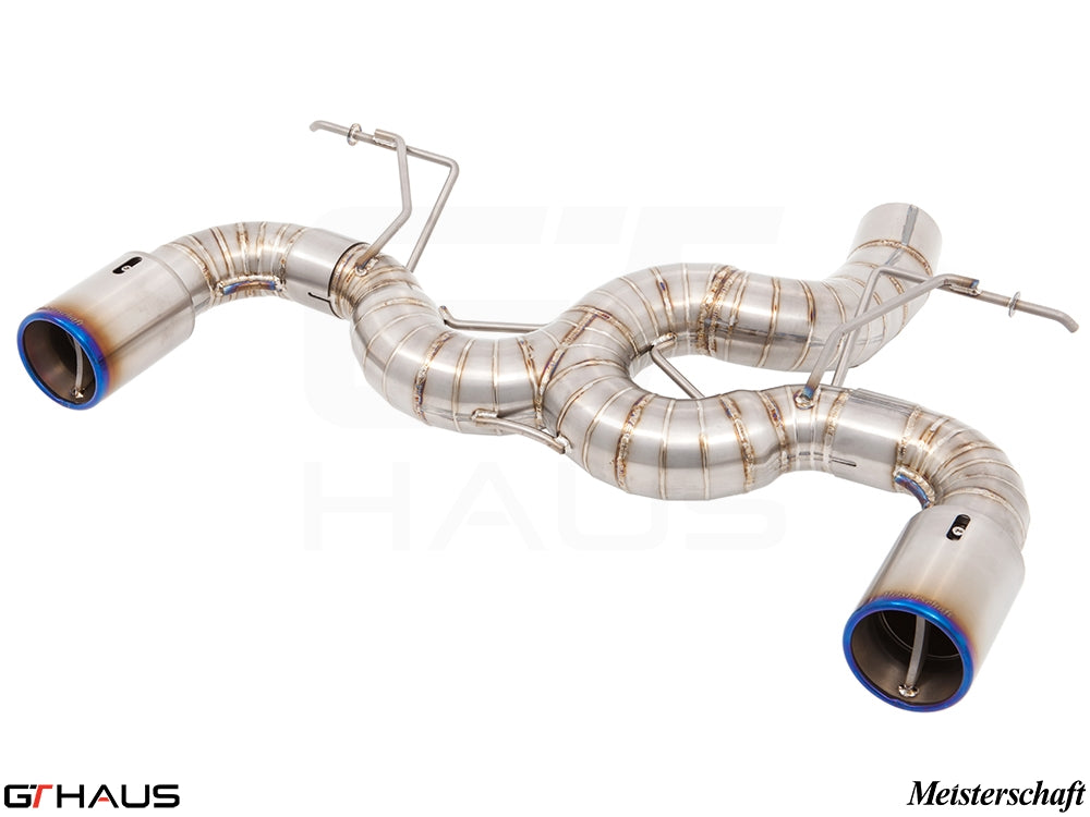 Premium stainless steel exhaust system for BMW F22 235/240i, featuring dual tips and optimized performance design.