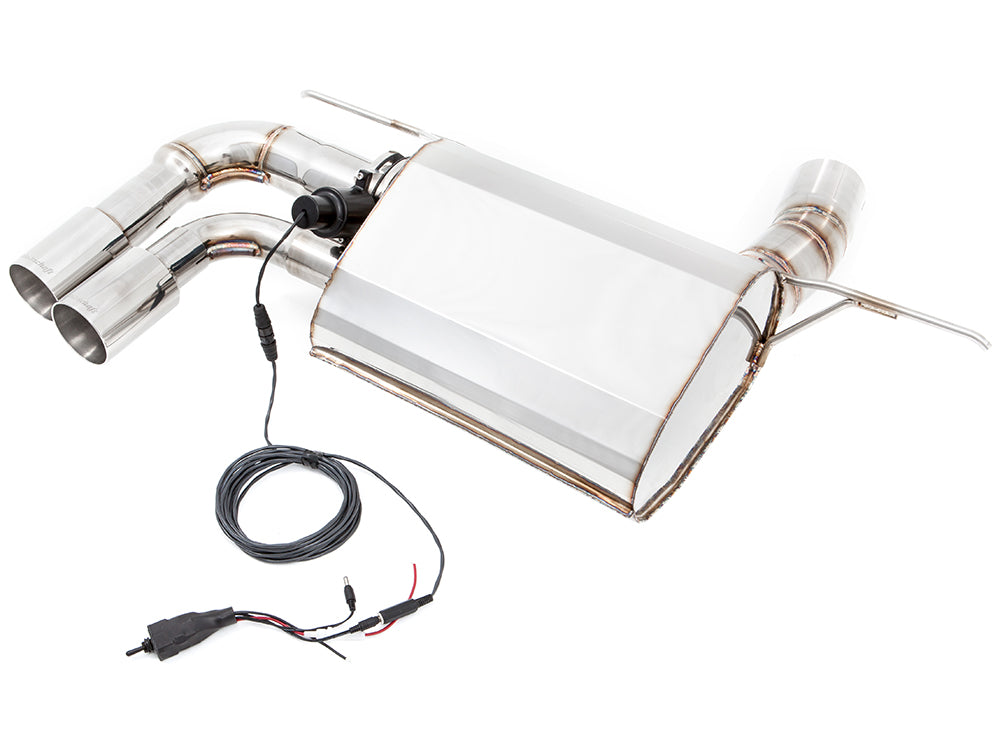 Premium performance exhaust system for BMW F30/F31/F34/F36 320i, 328i, 330i models, featuring stainless steel construction and electronic valve control.