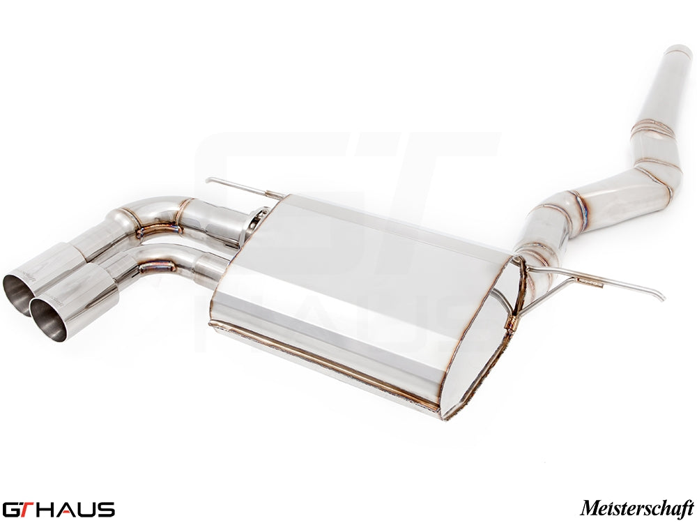 Premium stainless steel exhaust system for BMW F30/F31/F34/F36 320i, 328i, 330i/xi, enhancing performance and sound.