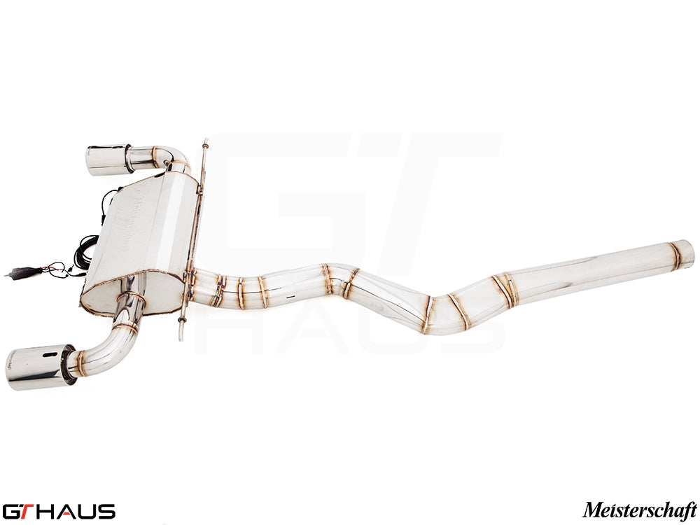 Premium Meisterschaft exhaust system for BMW F30/F31/F34/F36 335i/340i, featuring stainless steel construction and electronic valve control.