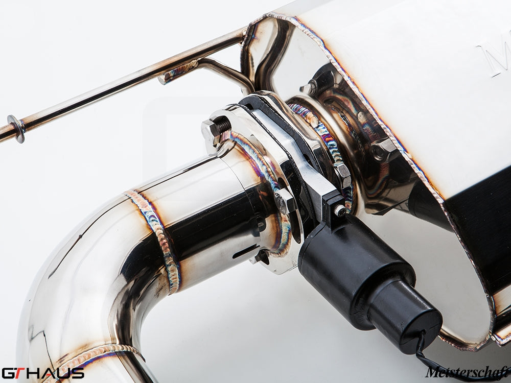 Premium exhaust system for BMW F30/F31/F34/F36 335i/340i with electronic valve control and stainless steel construction.