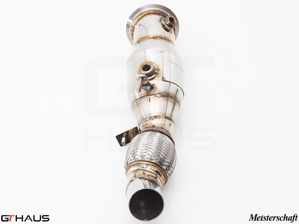 Premium down pipes for BMW F32/F33 4 Series 2014-2019 with OBD2 and 400 CEL sport cats, designed for enhanced performance.