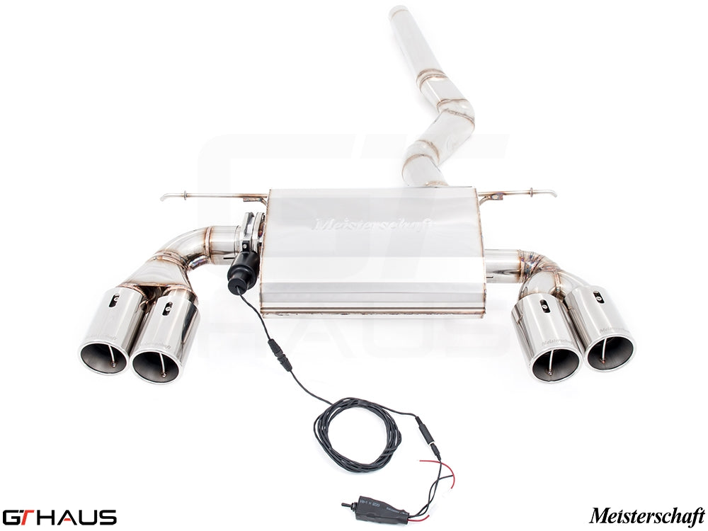 Premium Meisterschaft exhaust system for BMW F32/F33 4 Series 428/430i, featuring stainless steel construction and electronic valve control.