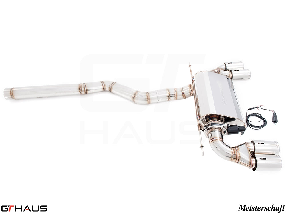 Premium exhaust system for BMW F32/F33 4 Series 428/430i models, featuring stainless steel construction and electronic valve control.