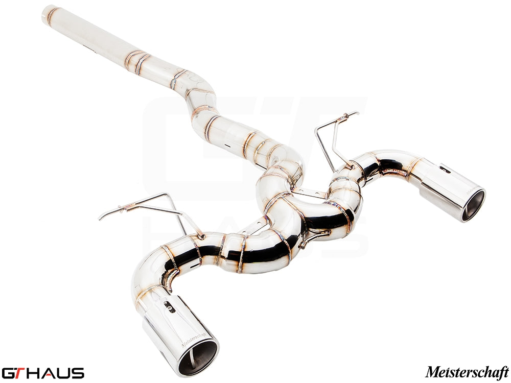 Premium exhaust system for BMW F32/F33 4 Series 428/430i, featuring stainless steel construction and dual tips.