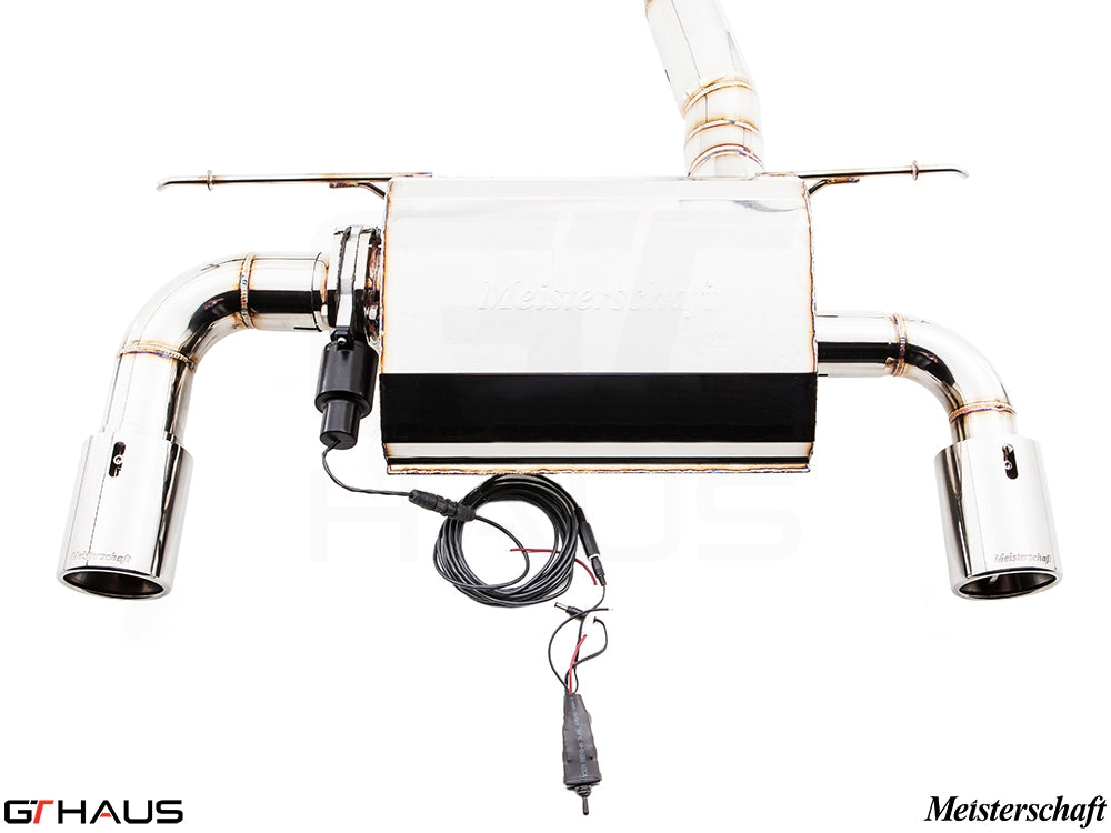 Premium Meisterschaft exhaust system for BMW F32/F33 4 Series 435/440i, featuring dual tips and electronic valve control.