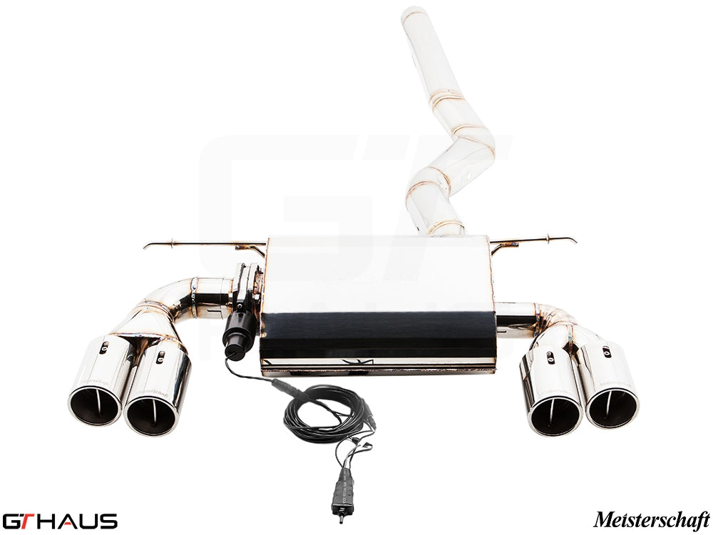Premium exhaust system for BMW F32/F33 4 Series 435/440i, featuring polished tips and electronic valve control.
