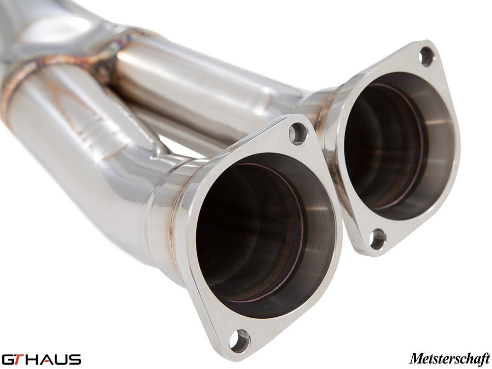 Premium stainless steel LX pipe for BMW F80/82/83 M3/M4, featuring single 90mm piping and velocity box for enhanced performance.
