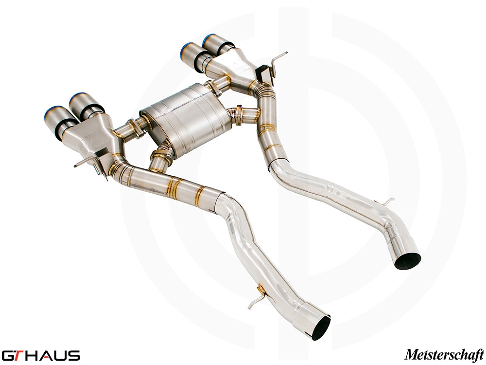 Premium performance exhaust system for BMW F80/82/83 M3/M4, featuring stainless steel construction and enhanced sound.
