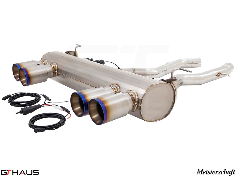 Premium performance exhaust system for BMW F80/82/83 M3/M4, featuring I-6 turbo design and electronic valve control.