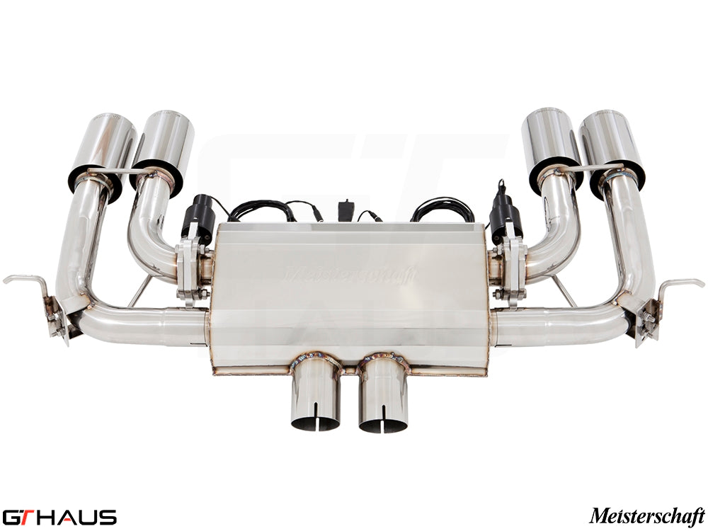 Premium exhaust system for BMW F85 X5M SAV, featuring dual tips and electronic valve control for enhanced performance.