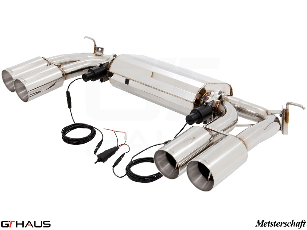Premium performance exhaust system for BMW F85 X5M, featuring stainless steel construction and electronic valve control.
