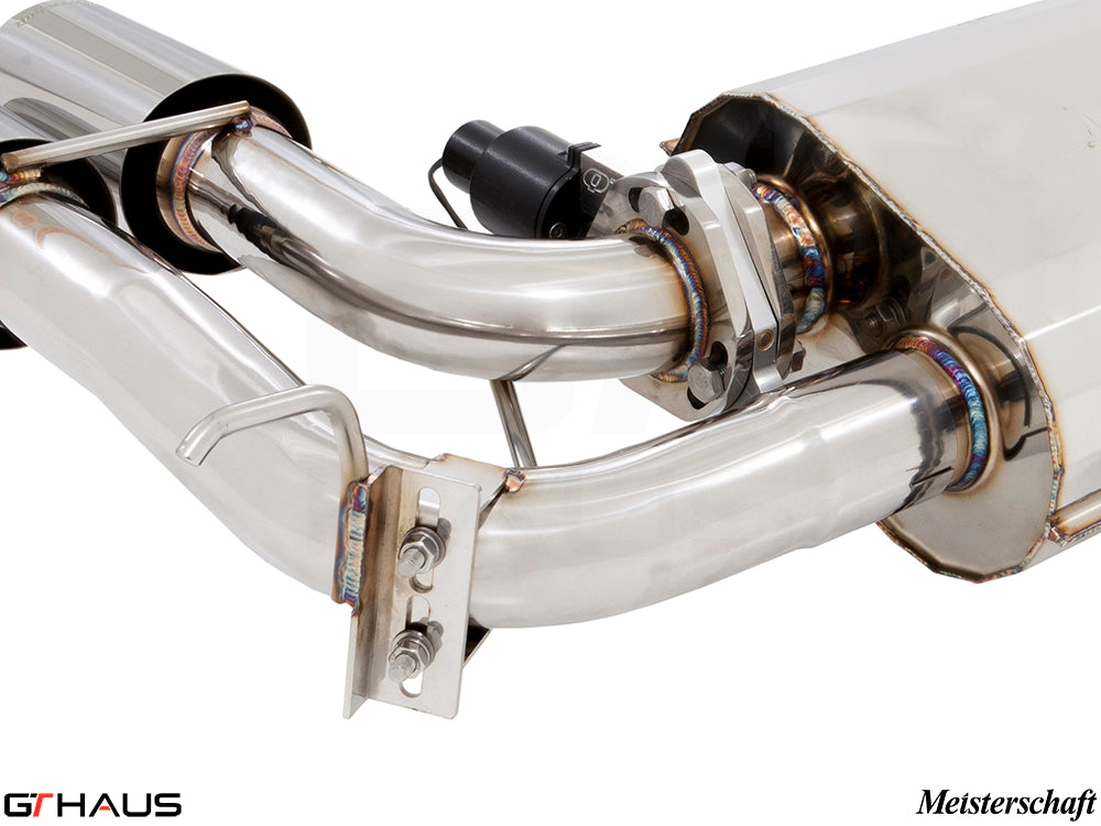Premium performance exhaust system for BMW F85 X5M, featuring stainless steel construction and electronic valve control.