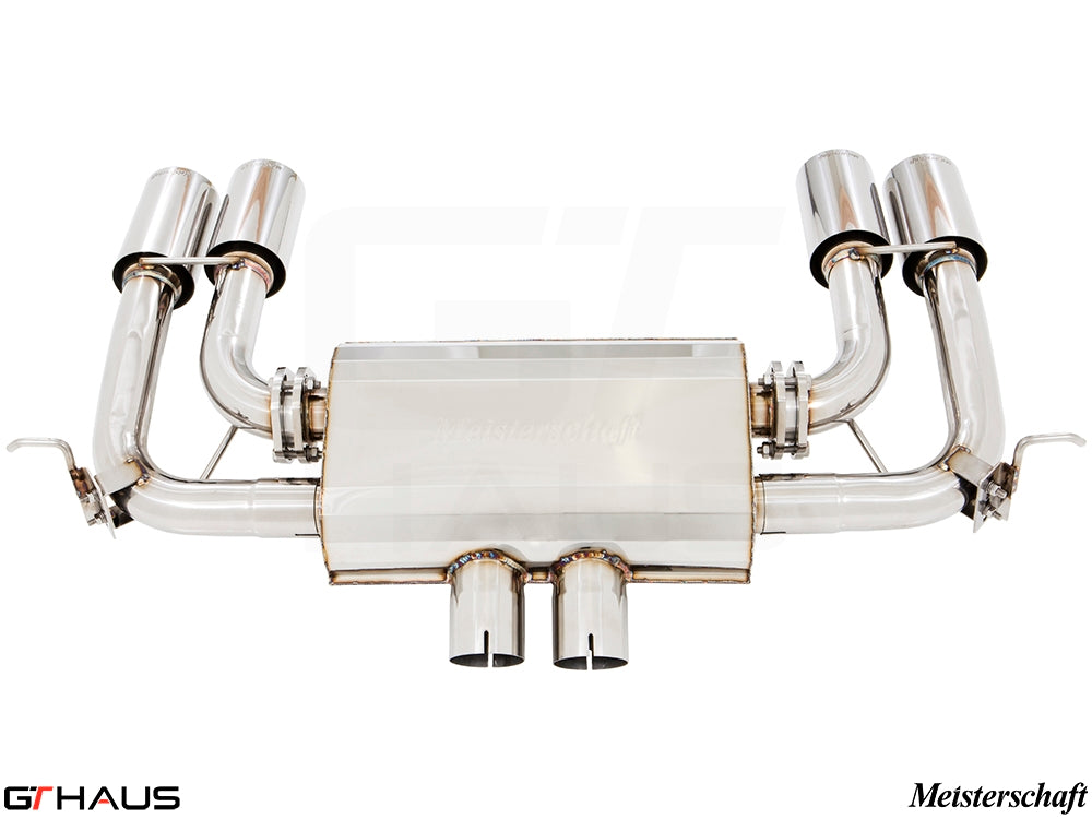 Premium exhaust system for BMW F86 X6M SAV, featuring stainless steel construction and quad tips for enhanced performance.