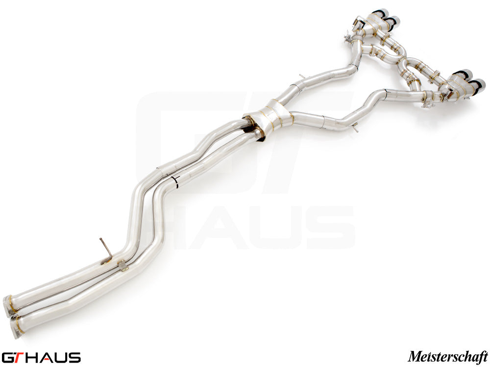 Premium exhaust system for BMW F87 M2, M2 Competition, and M2 CS Coupe, featuring stainless steel construction and electronic valve control.
