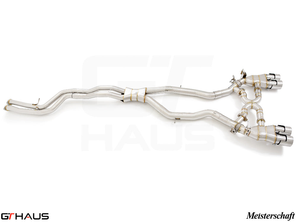 Premium performance exhaust system for BMW F87 M2, M2 Competition, and M2 CS Coupe, featuring stainless steel construction and electronic valve control.