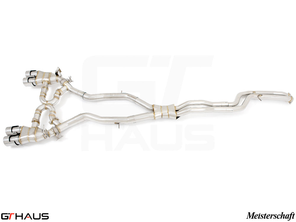 Premium performance exhaust system for BMW F87 M2, M2 Competition, and M2 CS Coupe, featuring stainless steel construction.