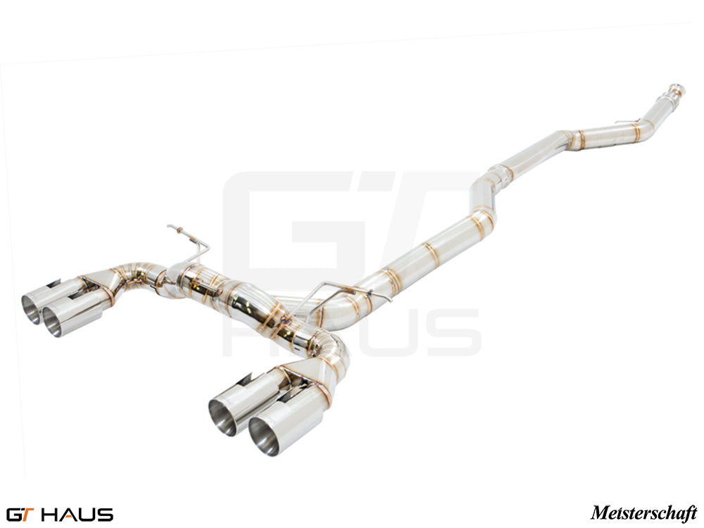 Premium performance exhaust system for BMW F87 M2, M2 Competition, and M2 CS Coupe, featuring stainless steel construction.