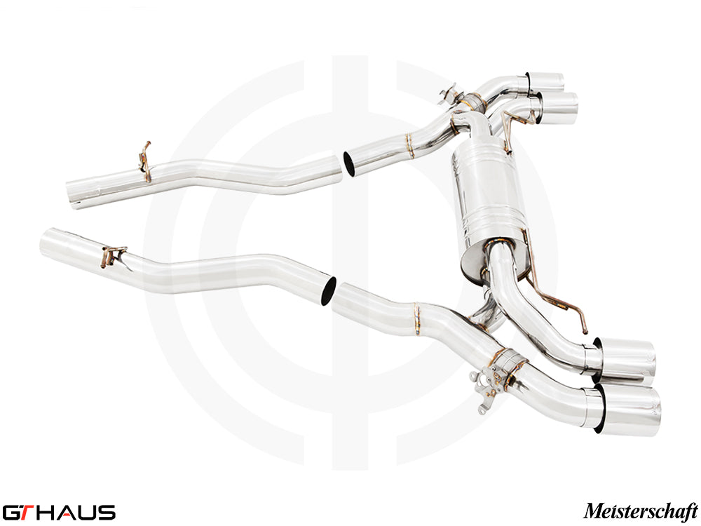Premium stainless steel exhaust system for BMW F90 M5 and M5 Competition, enhancing performance and sound.