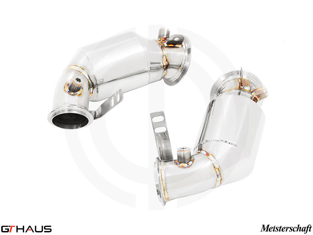 Premium down pipes for BMW F95 X5M SAV 2020+, featuring 400 CEL sport cats and 90mm piping for enhanced performance.