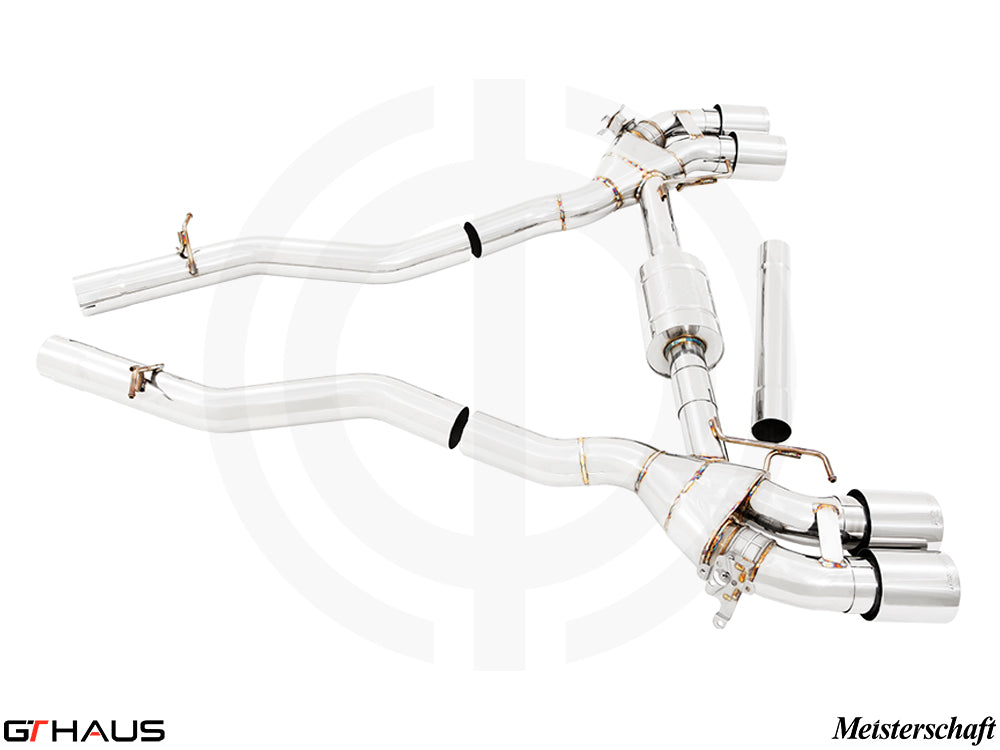 Premium exhaust system for BMW F96 X6M/X6M Comp LCI, enhancing performance with stainless steel construction.