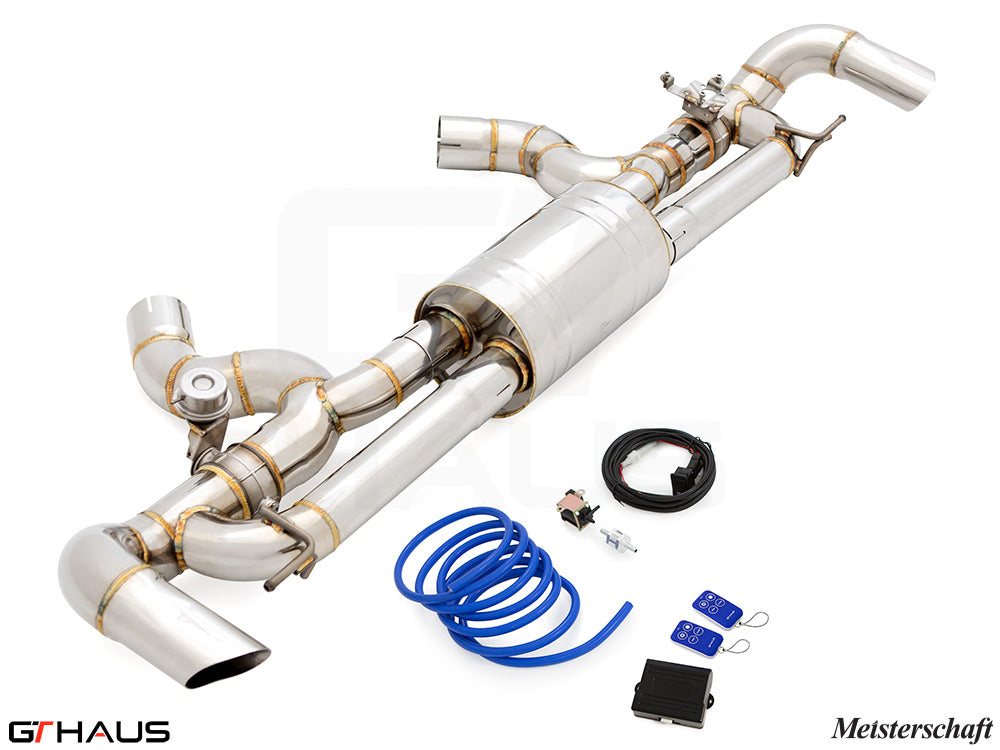 Premium exhaust system for BMW G05 X5 LCI SAV 40ix, featuring stainless steel construction and electronic valve control.