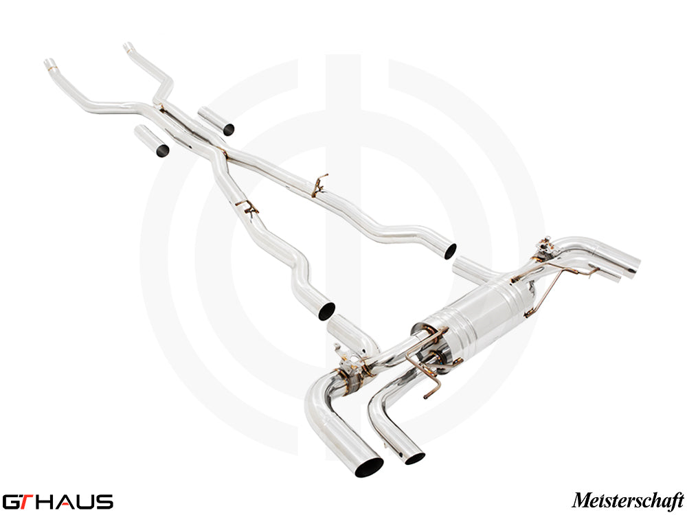 Premium exhaust system for BMW G16 8 Series GranCoupe 850i/xi featuring bi-turbo V8, crafted for enhanced performance.
