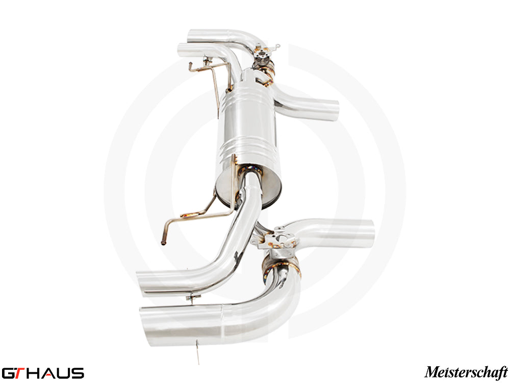 Premium exhaust system for BMW G16 8 Series GranCoupe 850i/xi featuring bi-turbo V8 (N63S) for enhanced performance.