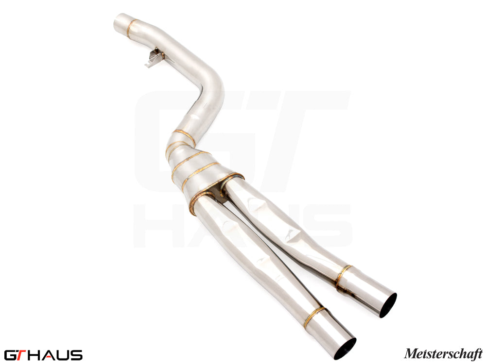 Full cat-back LSR mid resonator delete pipes for BMW G20 3 Series 340i/xi/M340i 2023+, designed for enhanced performance.