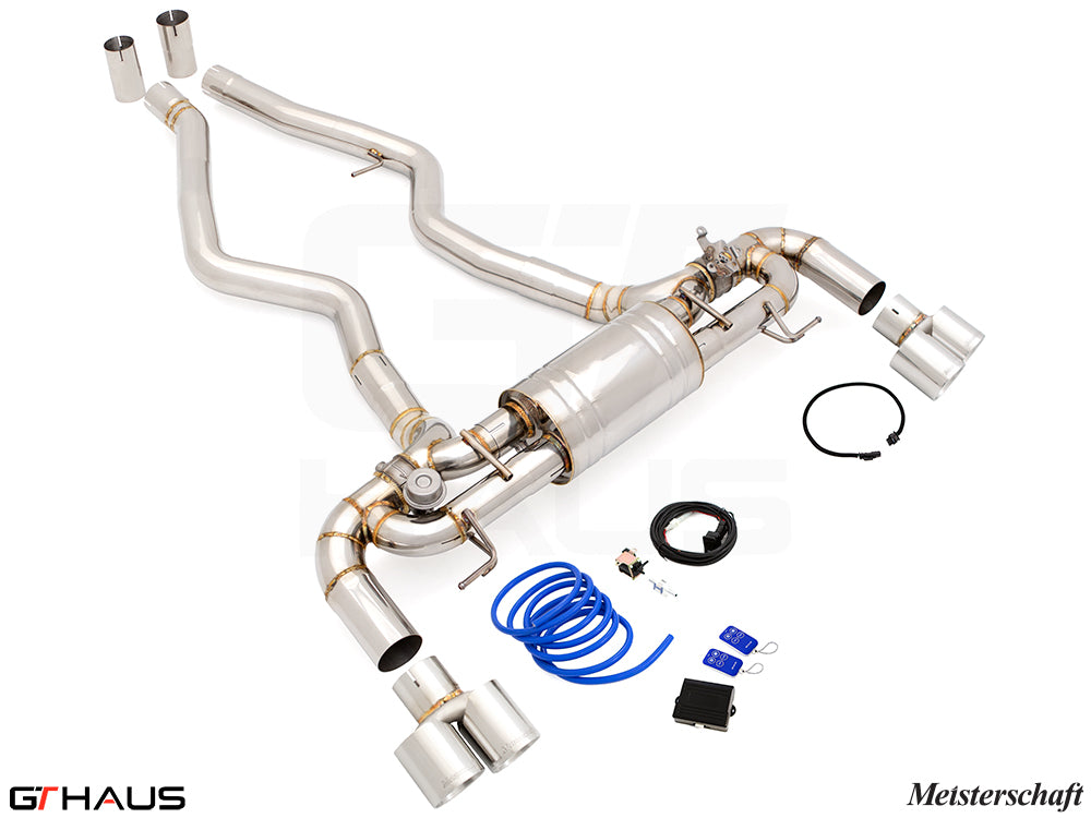Premium exhaust system for BMW G26 4 Series Gran Coupe 440i/xi/M440i, featuring stainless steel construction and electronic valve control.
