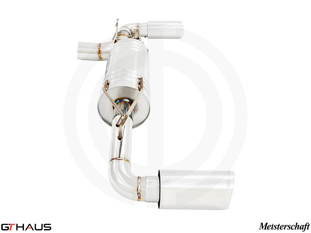 Premium performance exhaust system for BMW G30/G31 5 Series 520i/530i/xi I-4, featuring stainless steel construction.