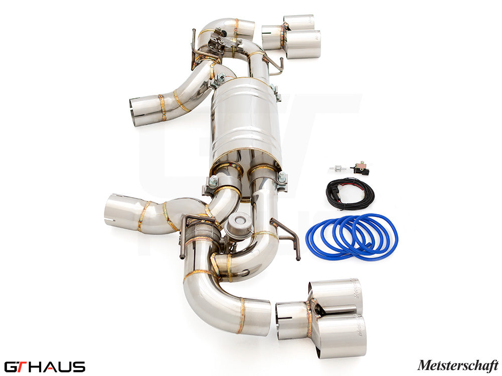 Premium performance exhaust system for BMW G42 2 Series 240i/xi/M240i, featuring stainless steel construction and electronic valve control.