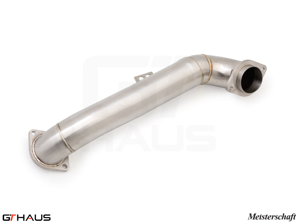Premium stainless steel front crossover pipe for BMW G80/82/83 models, enhancing exhaust flow and performance.