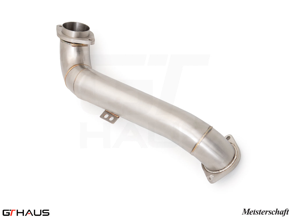 Premium stainless steel front crossover pipe for BMW G80/82/83 models, enhancing exhaust flow and performance.
