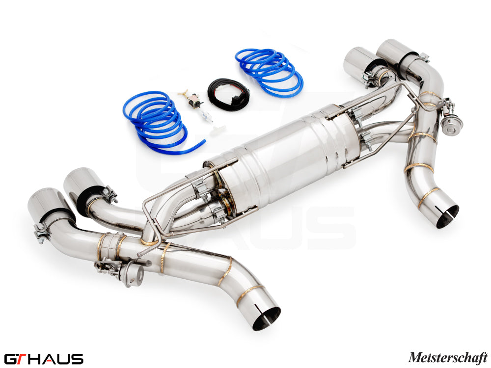 Premium exhaust system for BMW G90 M5 Sedan and G99 M5 Wagon, featuring V8 twin turbo hybrid design and stainless steel construction.