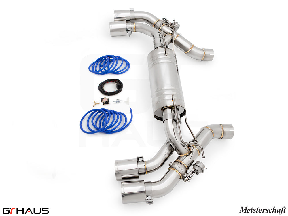 Premium performance exhaust system for BMW G90 M5 Sedan and G99 M5 Wagon, featuring stainless steel construction and valve control.