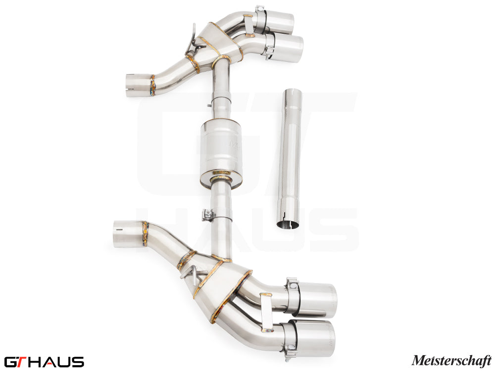 Premium exhaust system for BMW G90 M5 Sedan and G99 M5 Wagon, featuring stainless steel construction and electronic valve control.