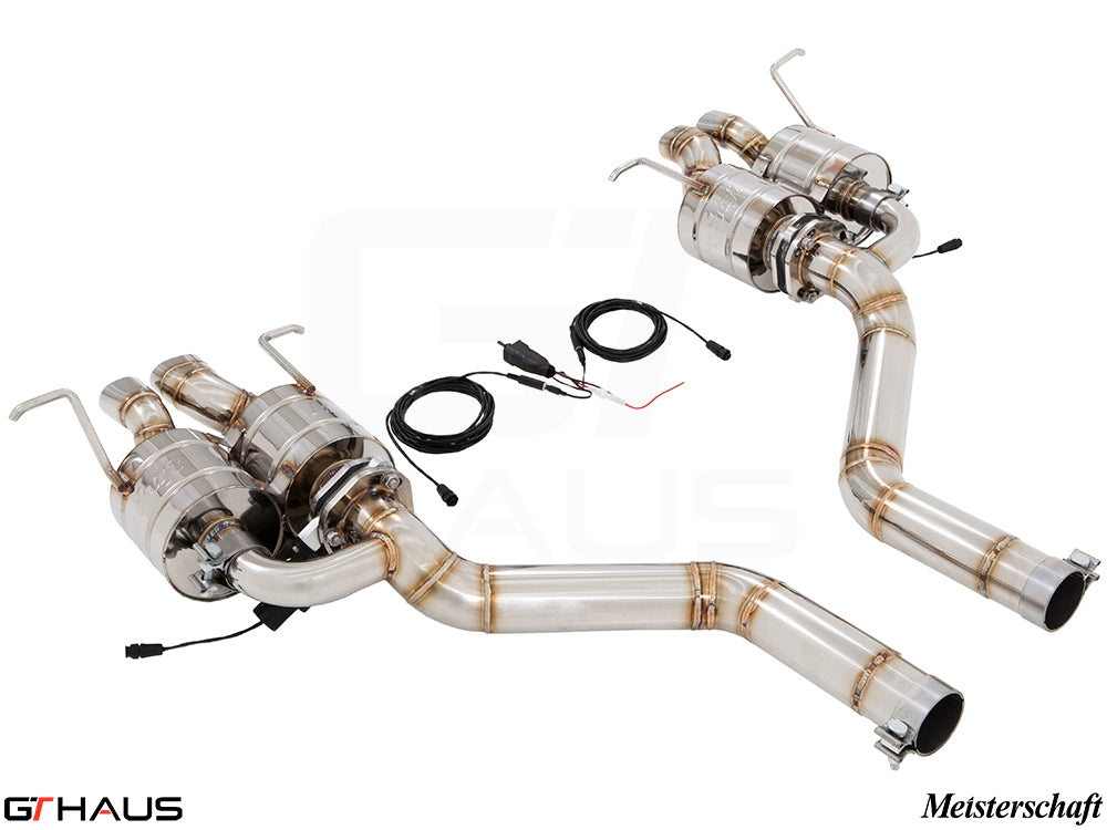 Premium exhaust system for Bentley Continental GT Speed, featuring stainless steel construction and electronic valve control.