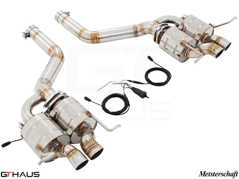 Premium Meisterschaft exhaust system for Bentley Continental GT Speed, featuring stainless steel construction and electronic valve control.