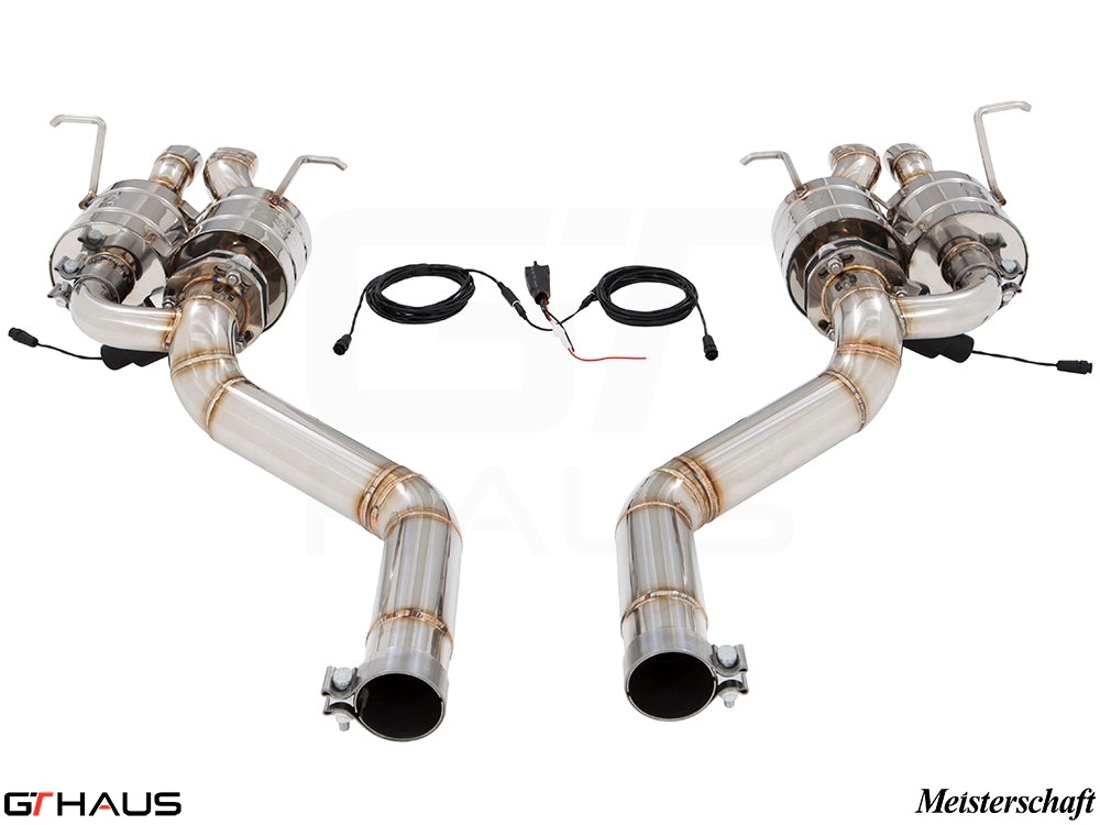Premium exhaust system for Bentley Continental GT Speed V8/W12, featuring dual turbochargers and electronic valve control.