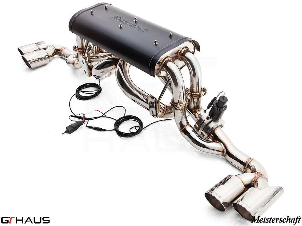 Premium exhaust system for Ferrari F430 Coupe/Spider, featuring stainless steel construction and electronic valve control.