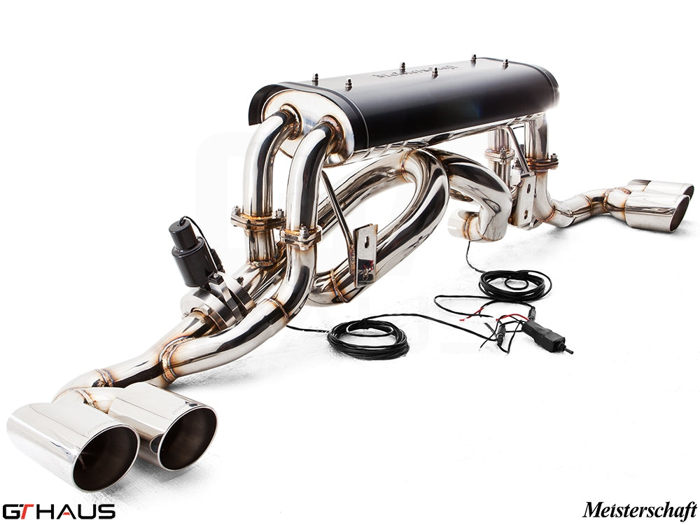 Premium performance exhaust system for Ferrari F430 Coupe/Spider, featuring stainless steel construction and electronic valve control.