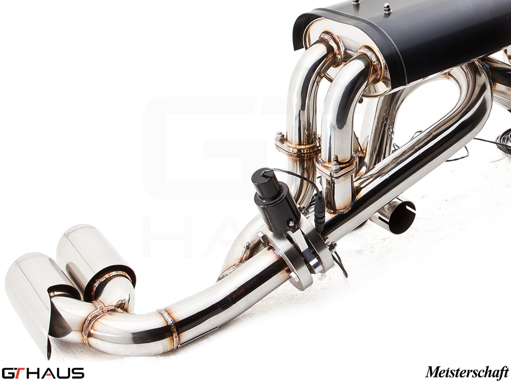 Premium performance exhaust system for Ferrari F430 Coupe/Spider, featuring stainless steel construction and electronic valve control.