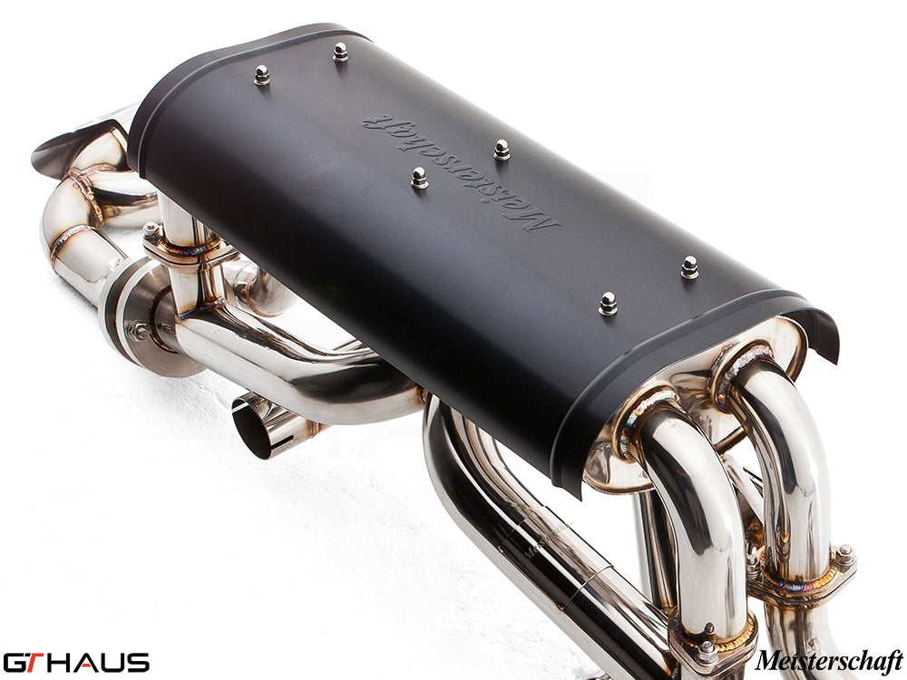 Premium Meisterschaft exhaust system for Ferrari F430 Coupe/Spider, featuring stainless steel construction and advanced design.